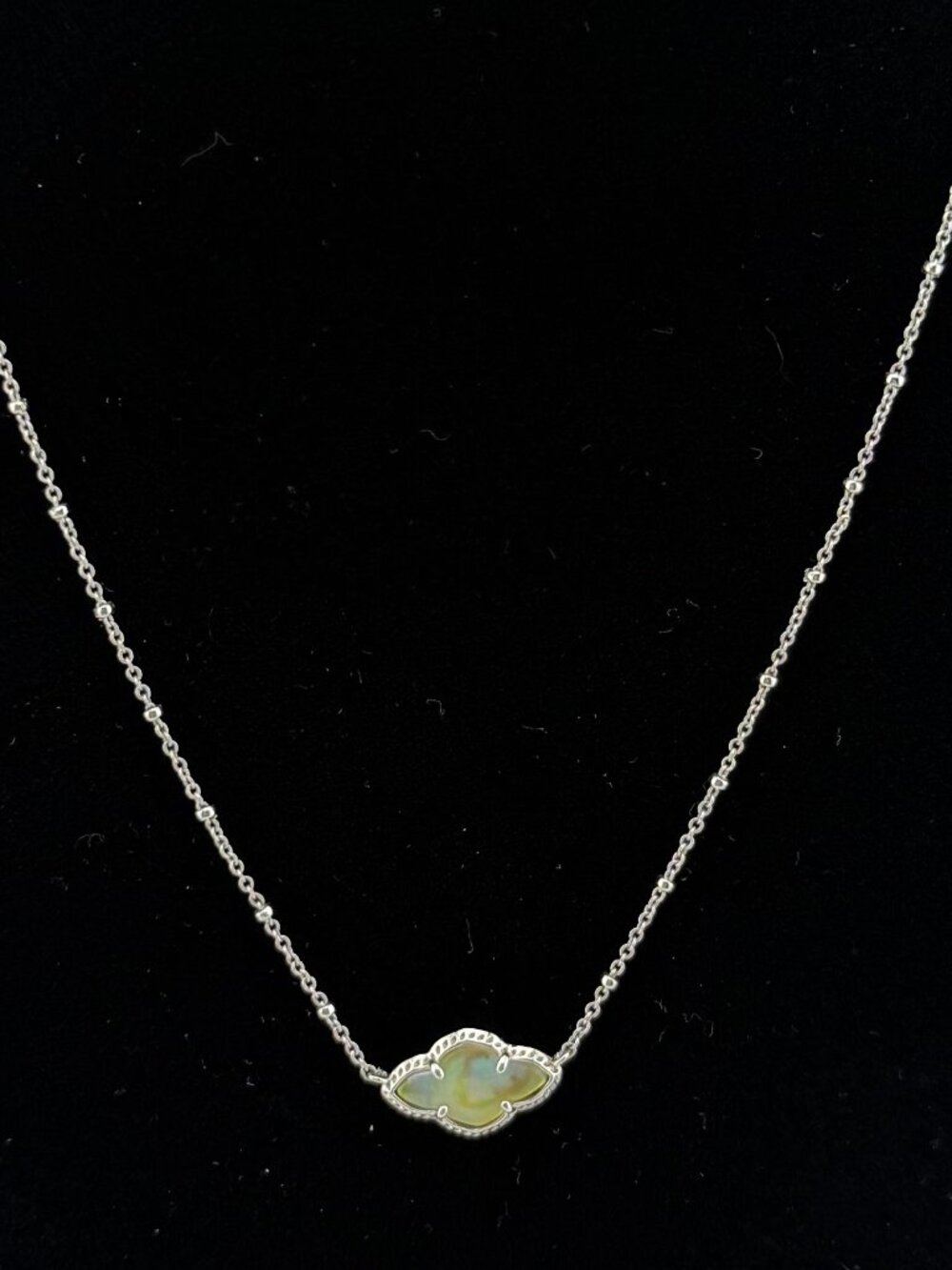 Kendra Scott Abbie Silver and Ivory Mother of Pearl Dainty Necklace